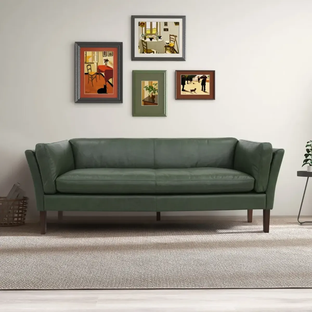 Warner Leather Sofa - Green