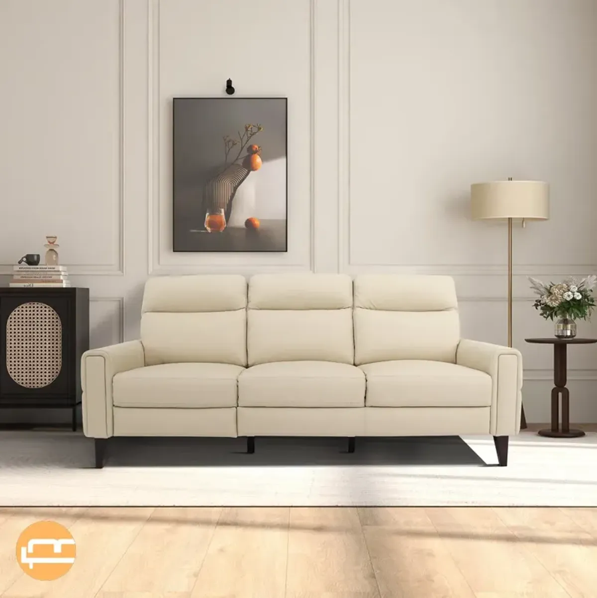 Crafton Incliner Sofa Left - Cream Leather