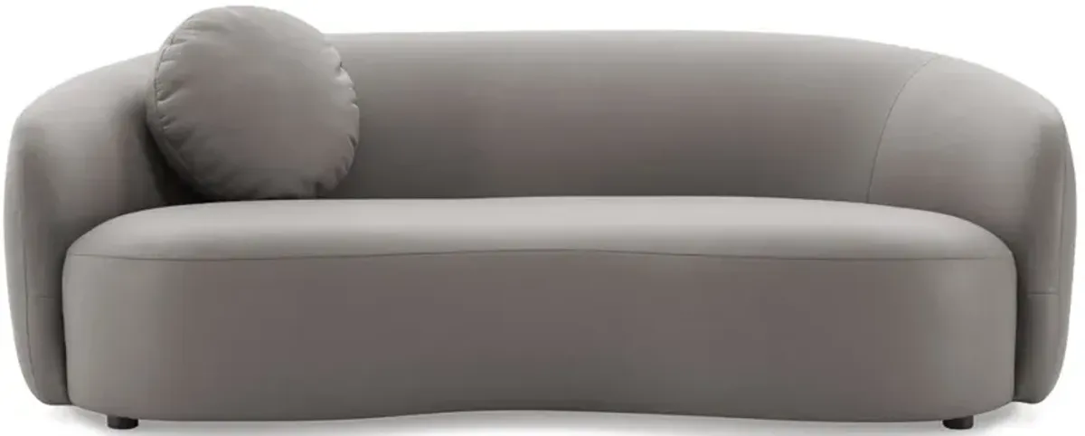 Vista Grey Leather Japandi Sofa