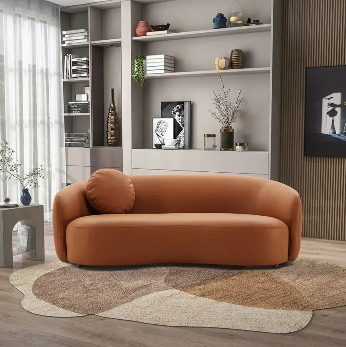 Vista Cognac Leather Japandi Sofa