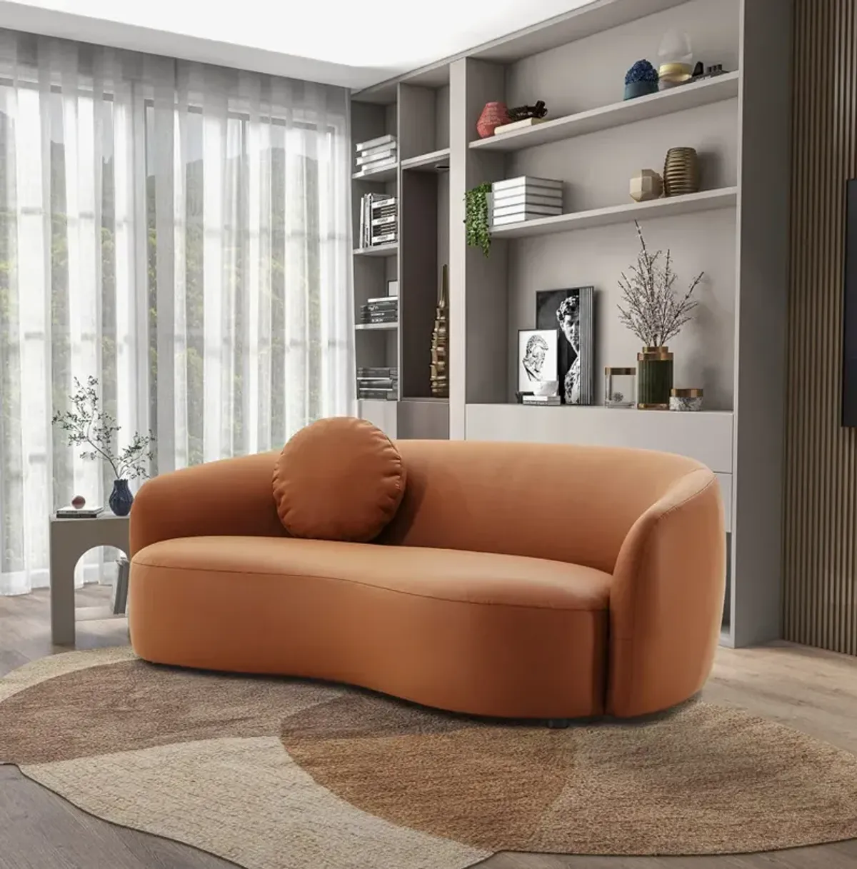 Vista Cognac Leather Japandi Sofa