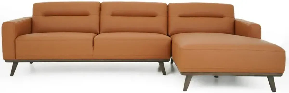 Baltic Sectional Right Cognac Leather Sofa