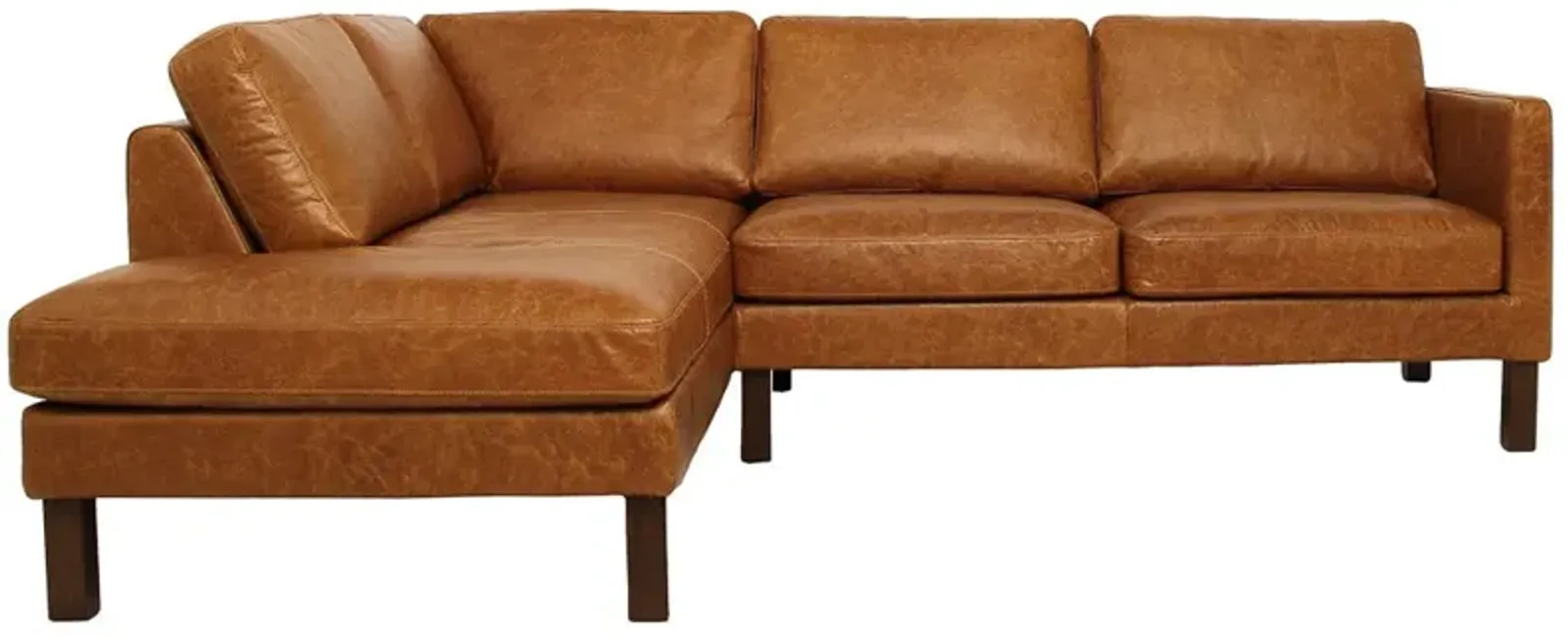 Hawthorne Sectional Left Leather Sofa - Waxy Cognac