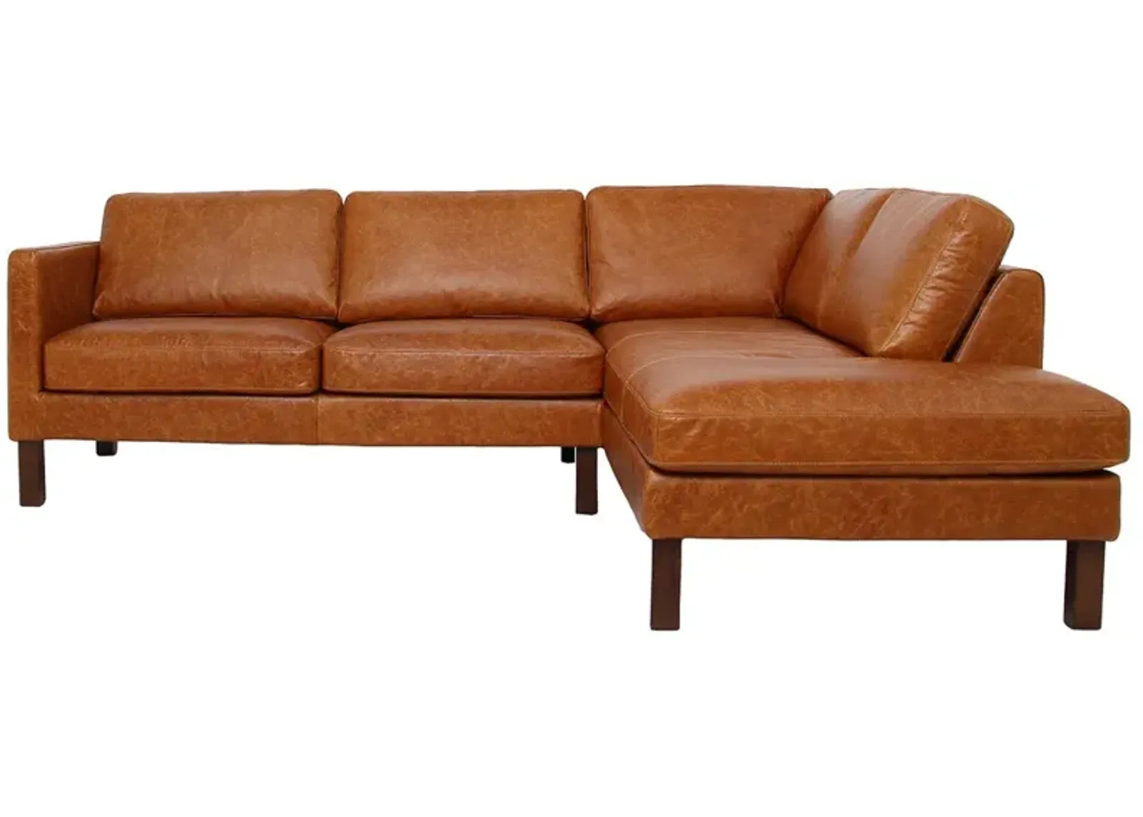 Hawthorne Sectional Right Leather Sofa - Waxy Cognac