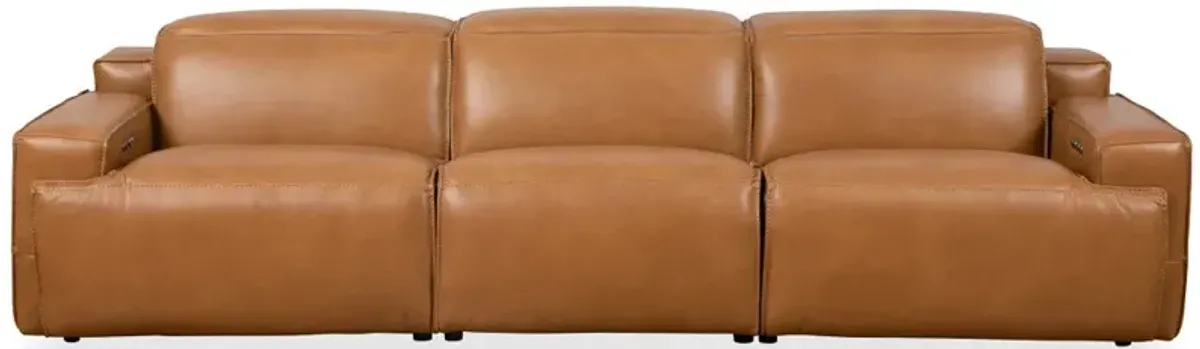 Lakewood Triple PWR Recliner Sofa - Tan Leather