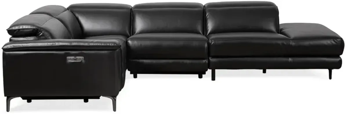 Heyworth Reclining Sectional Sofa - Black Vegan Leather