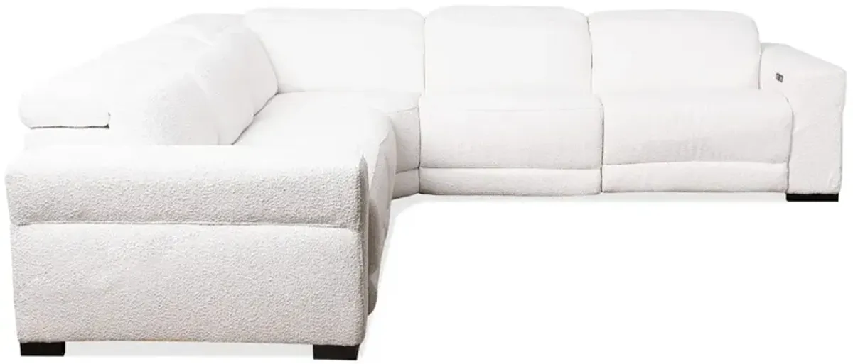 Bloomington Power Reclining Corner Sectional Sofa - White Boucle