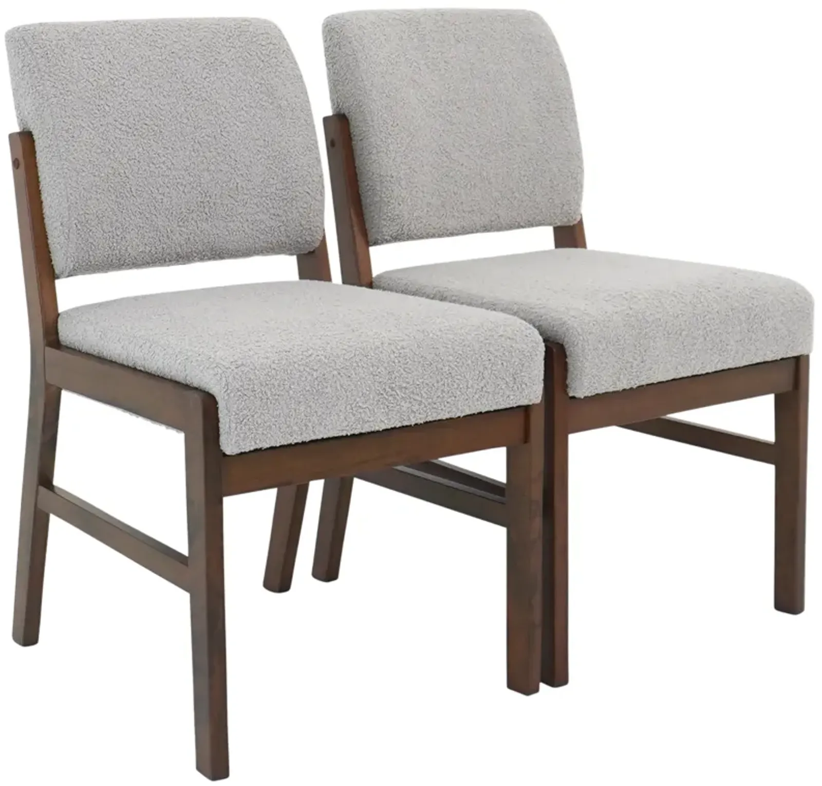 Bernard Dining Chair Set of 2 - Light Grey Boucle