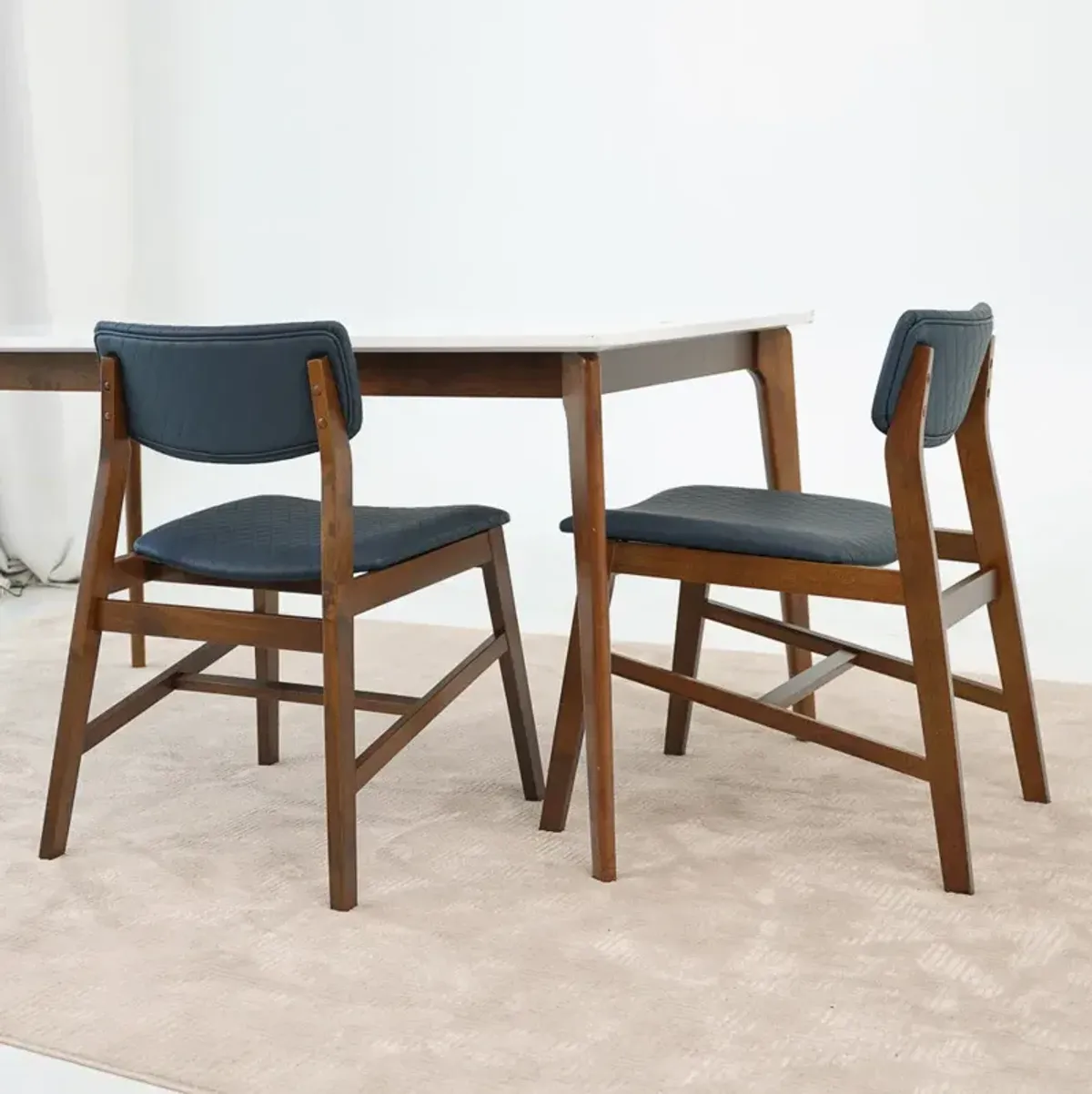 Crosby Dining Chair Set of 4 - Navy Blue Vegan Leather