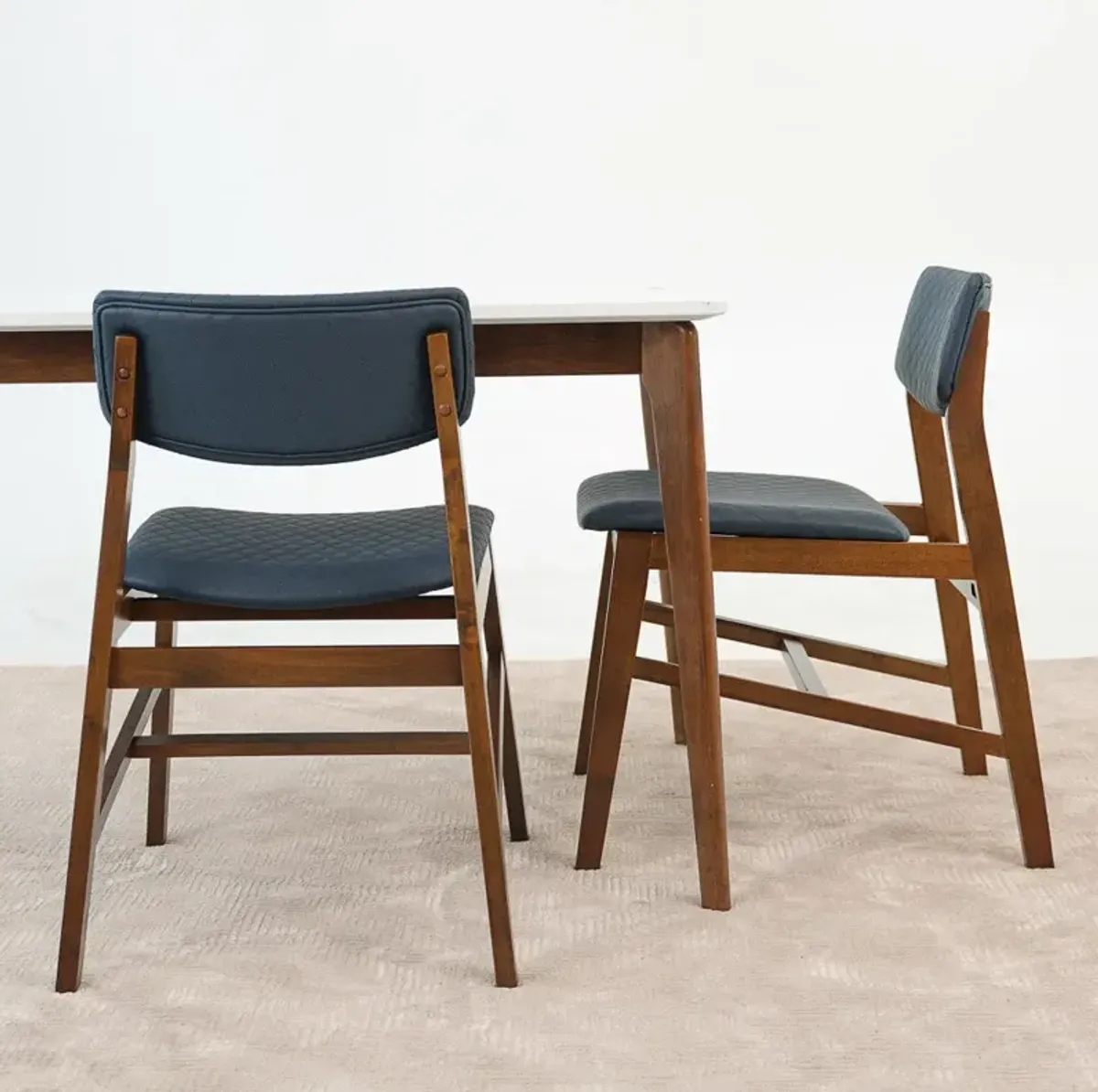 Crosby Dining Chair Set of 4 - Navy Blue Vegan Leather