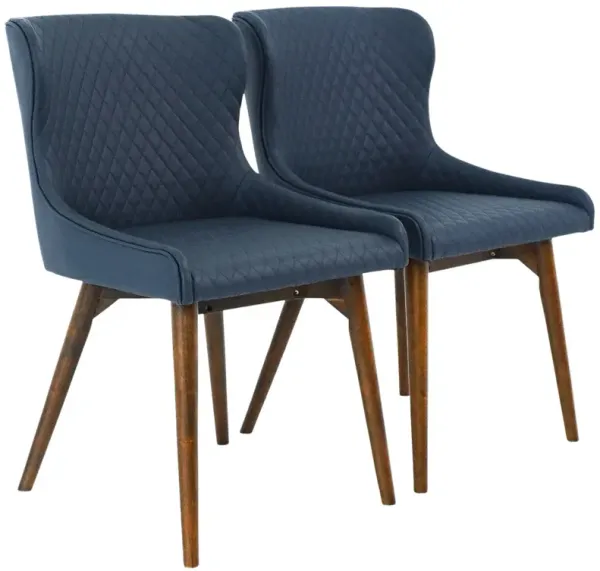 Waller Vegan Leather Dining Chair Set of 2 - Navy Blue
