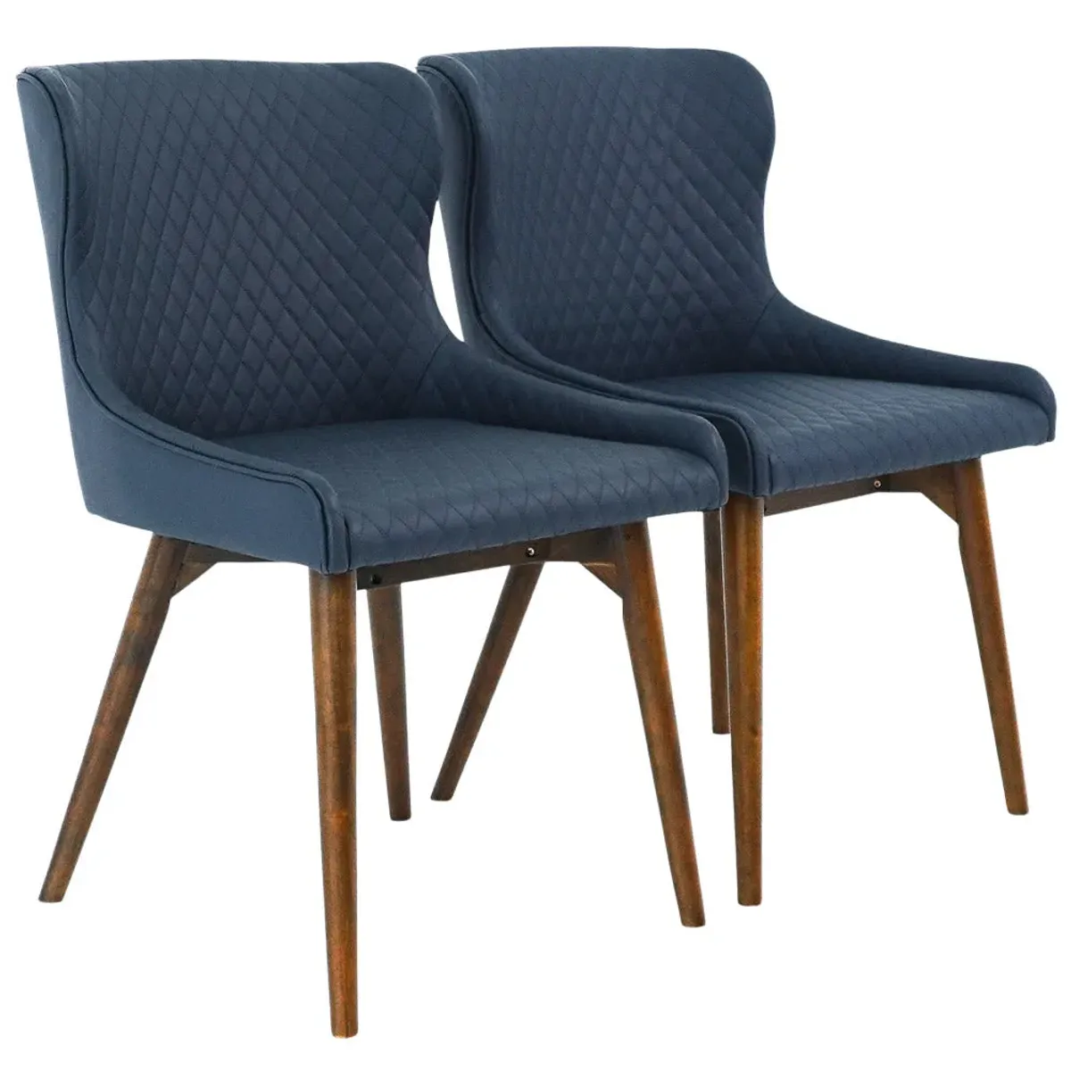 Waller Dining Chair Set of 2 - Navy Blue Vegan Leather