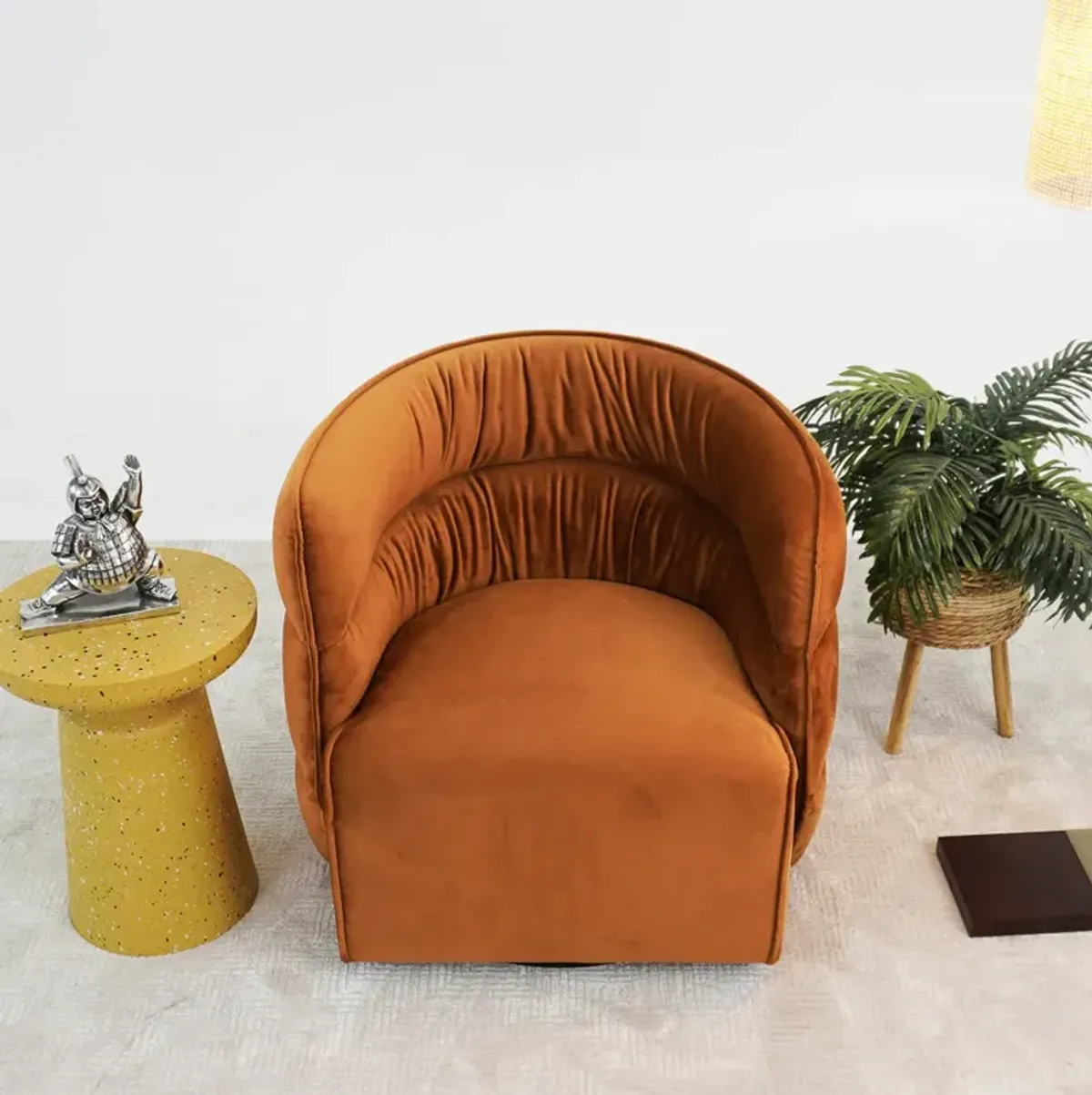 Shamrock Swivel Chair - Burnt Orange Velvet