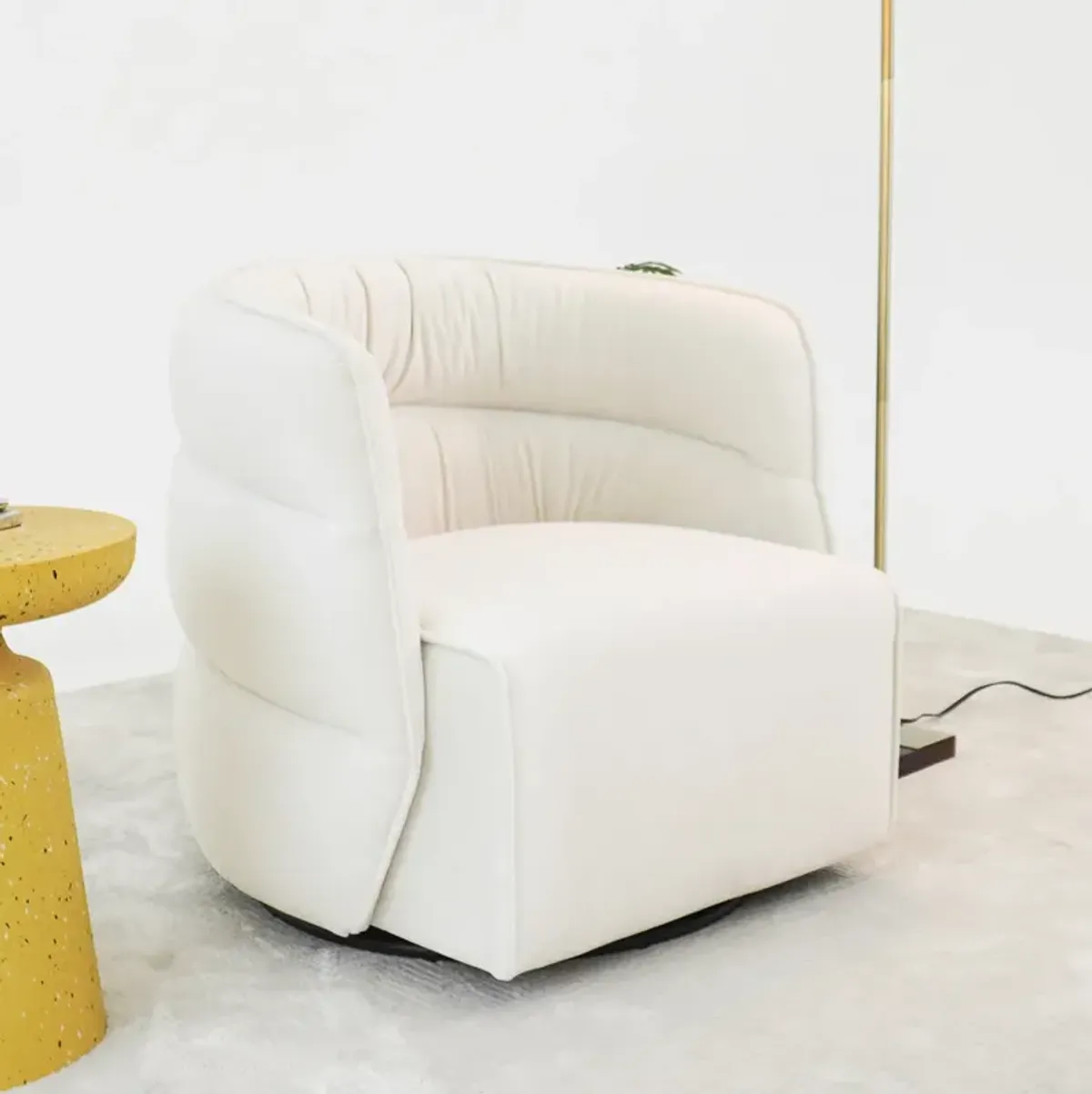 Shamrock Swivel Chair - Cream Velvet