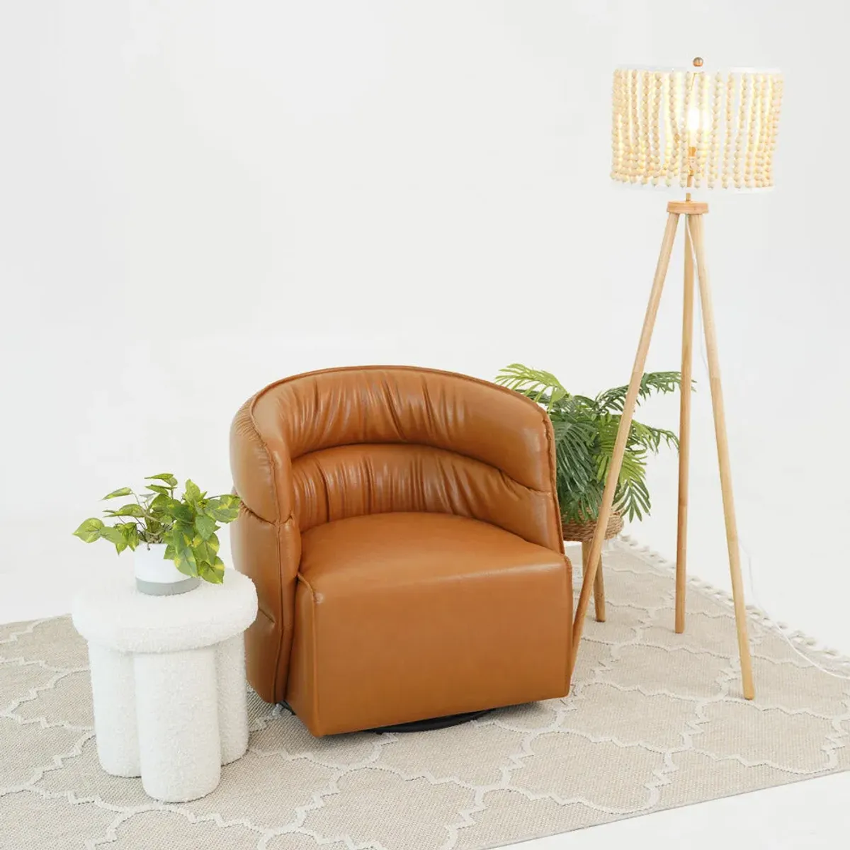 Shamrock Swivel Chair - Tan Vegan Leather