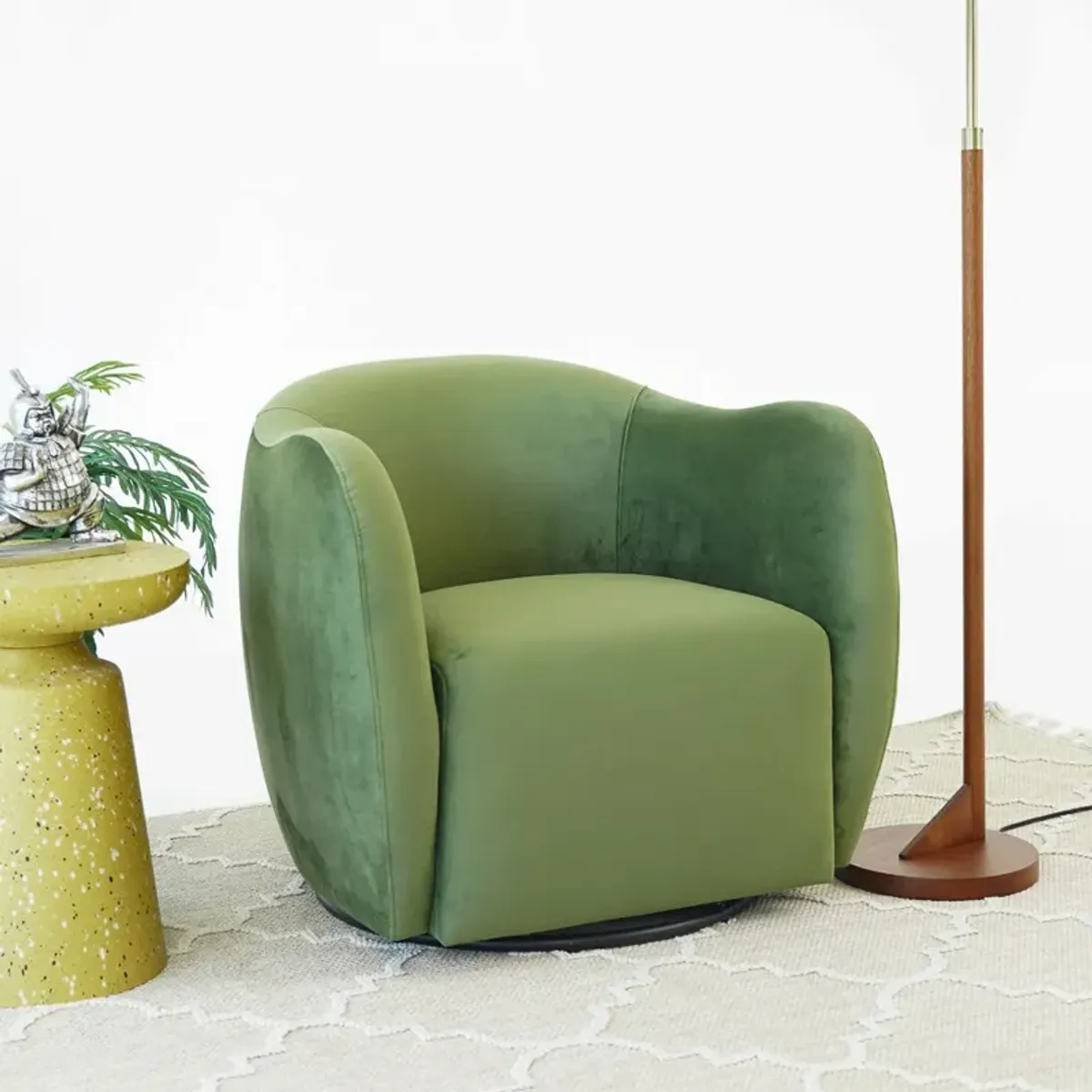 Vesper Swivel Chair - Green Velvet