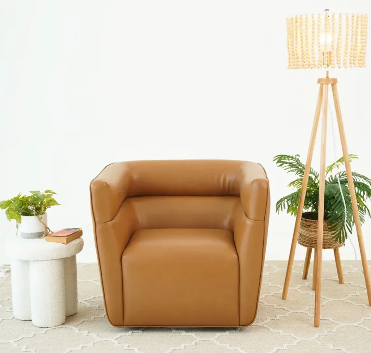 Weimar Swivel Chair - Tan Vegan Leather