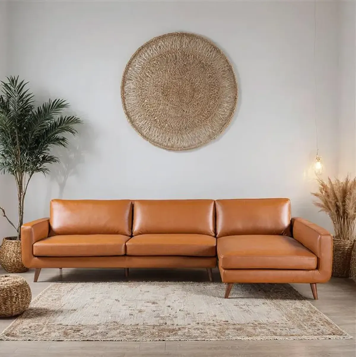 Bellaire Sectional Right - Cognac Vegan Leather