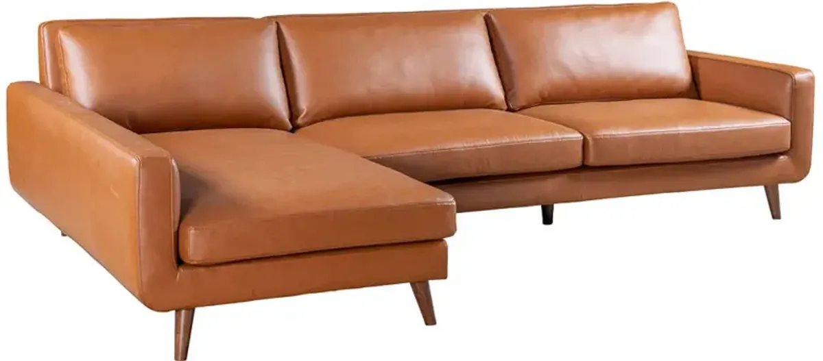 Bellaire Sectional Left - Cognac Vegan Leather