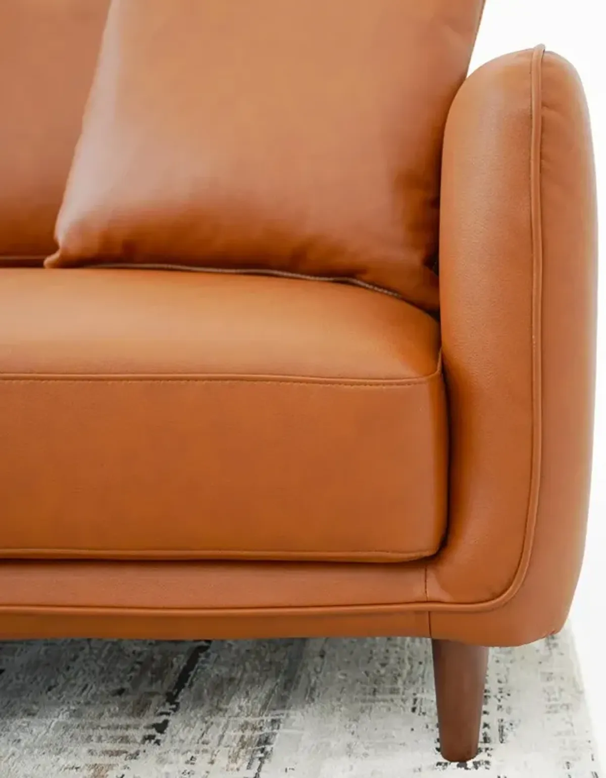 Draper Sectional Left - Cognac Vegan Leather