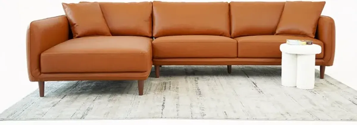 Draper Sectional Left - Cognac Vegan Leather