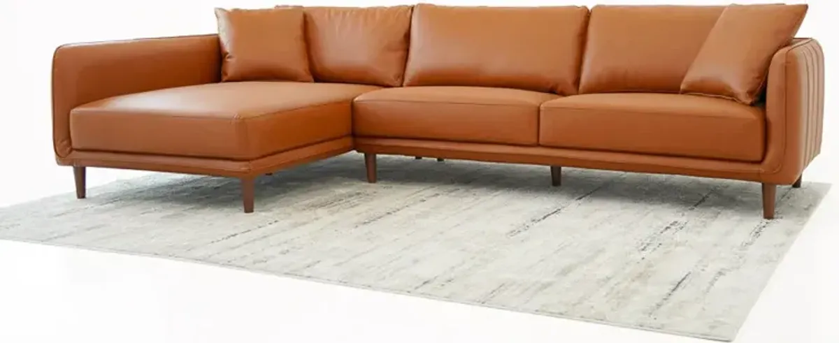 Draper Sectional Left - Cognac Vegan Leather