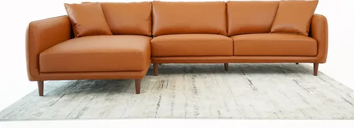 Draper Sectional Left - Cognac Vegan Leather