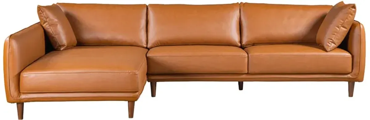 Draper Sectional Left - Cognac Vegan Leather