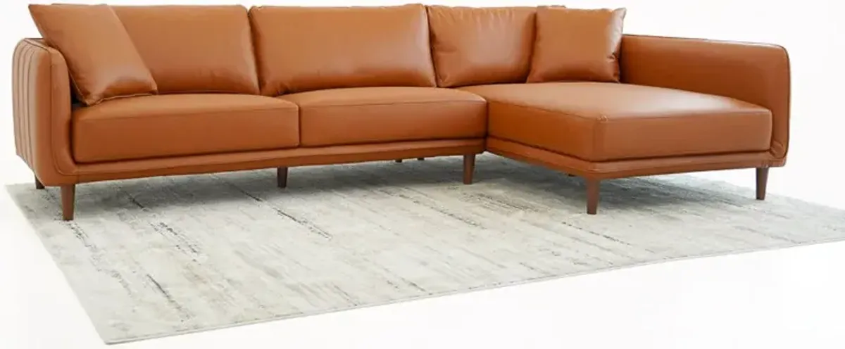 Draper Sectional Right - Cognac Vegan Leather