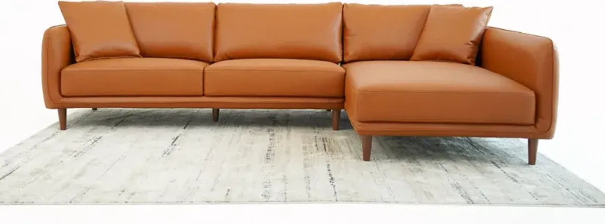 Draper Sectional Right - Cognac Vegan Leather