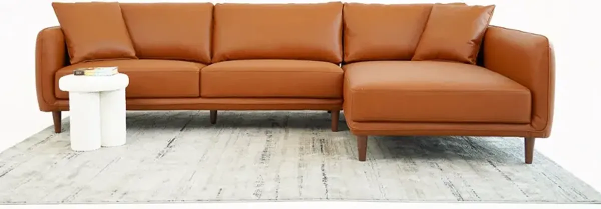 Draper Sectional Right - Cognac Vegan Leather