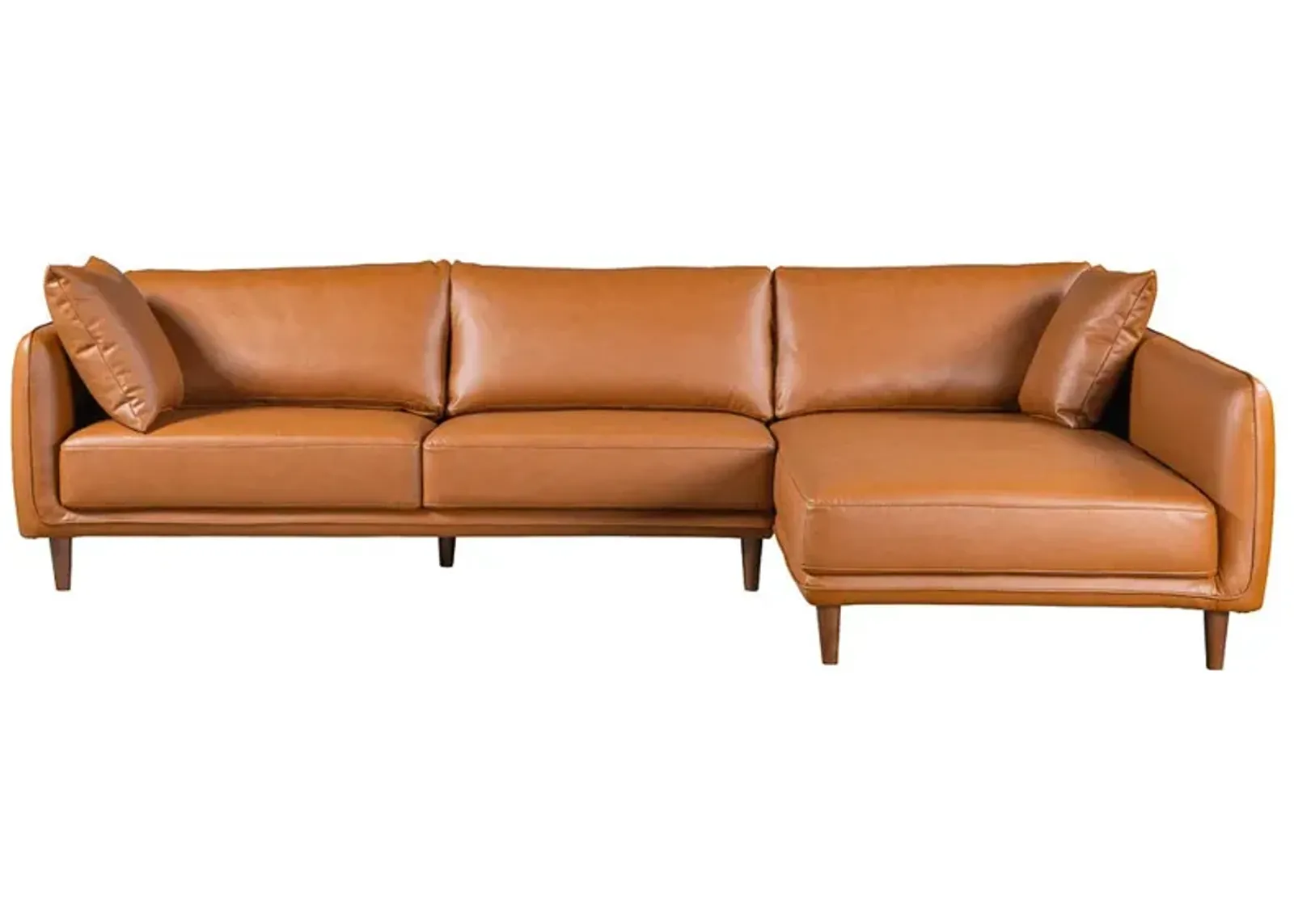 Draper Sectional Right - Cognac Vegan Leather