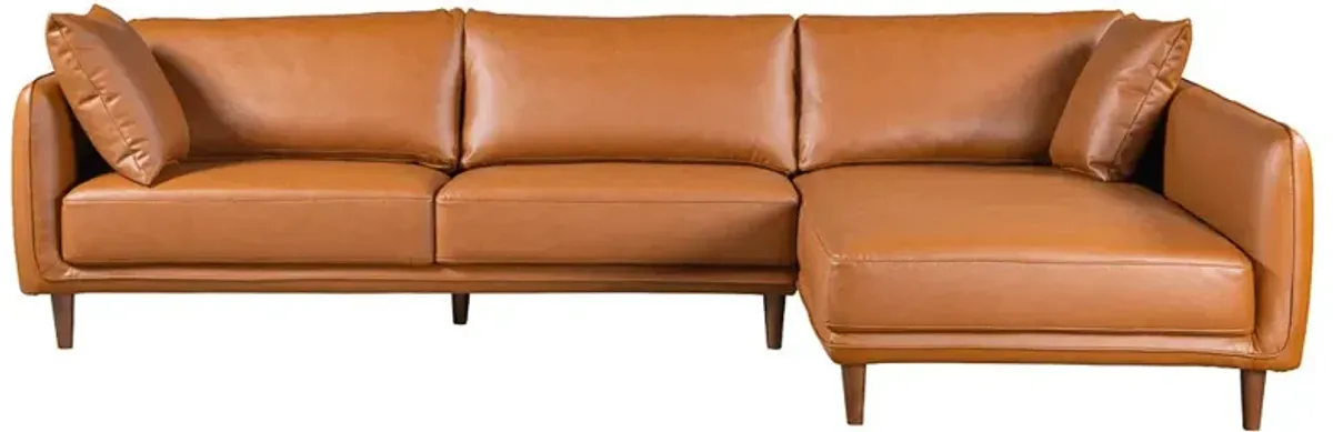 Draper Sectional Right - Cognac Vegan Leather