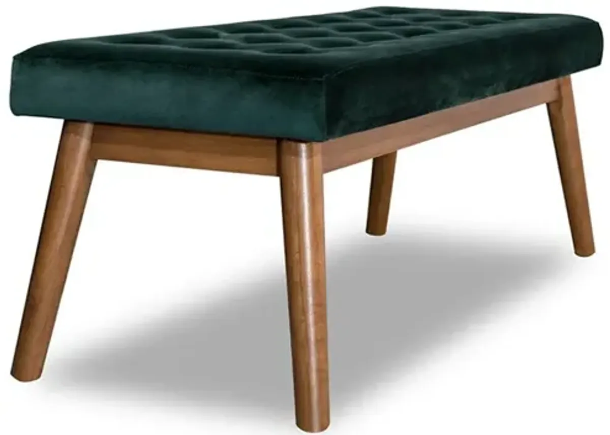 Julie Green Velvet Modern Bench