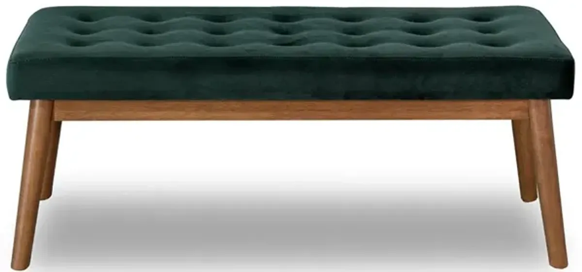 Julie Green Velvet Modern Bench