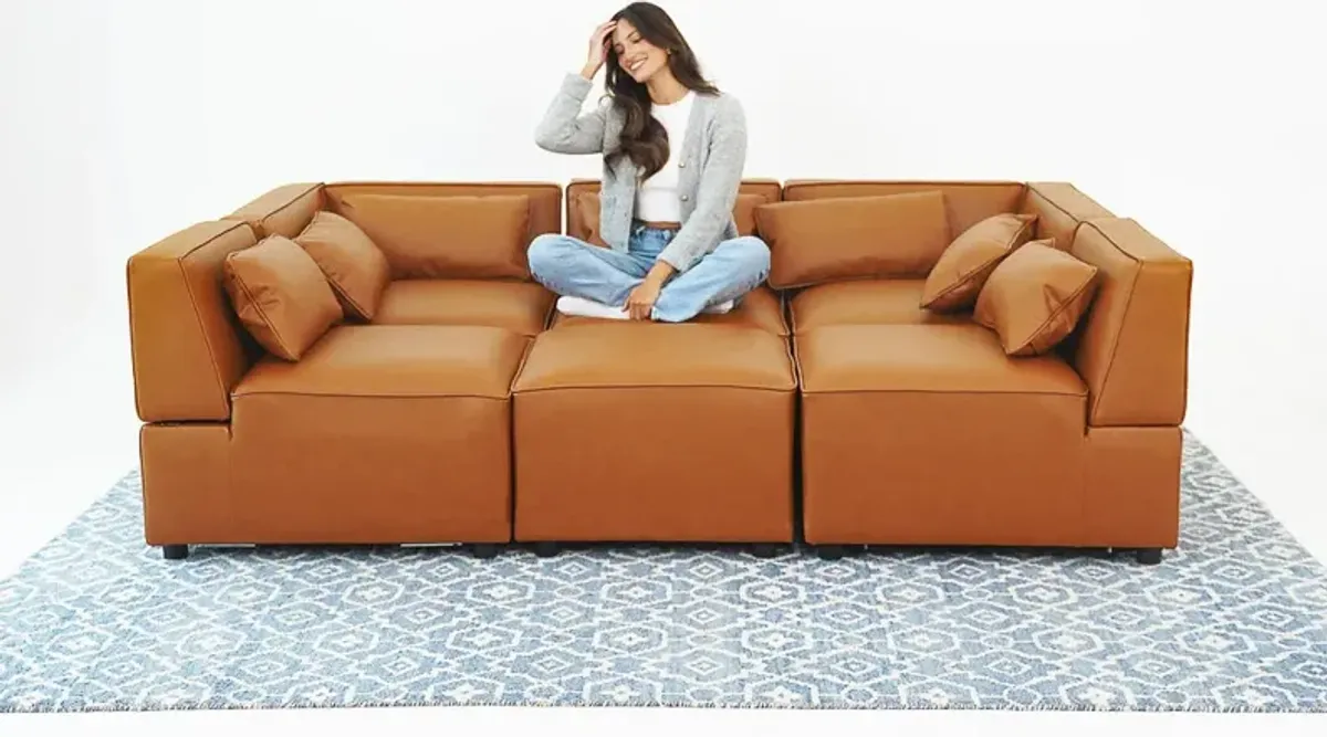 Floyd Cognac Vegan Leather Modular Sofa