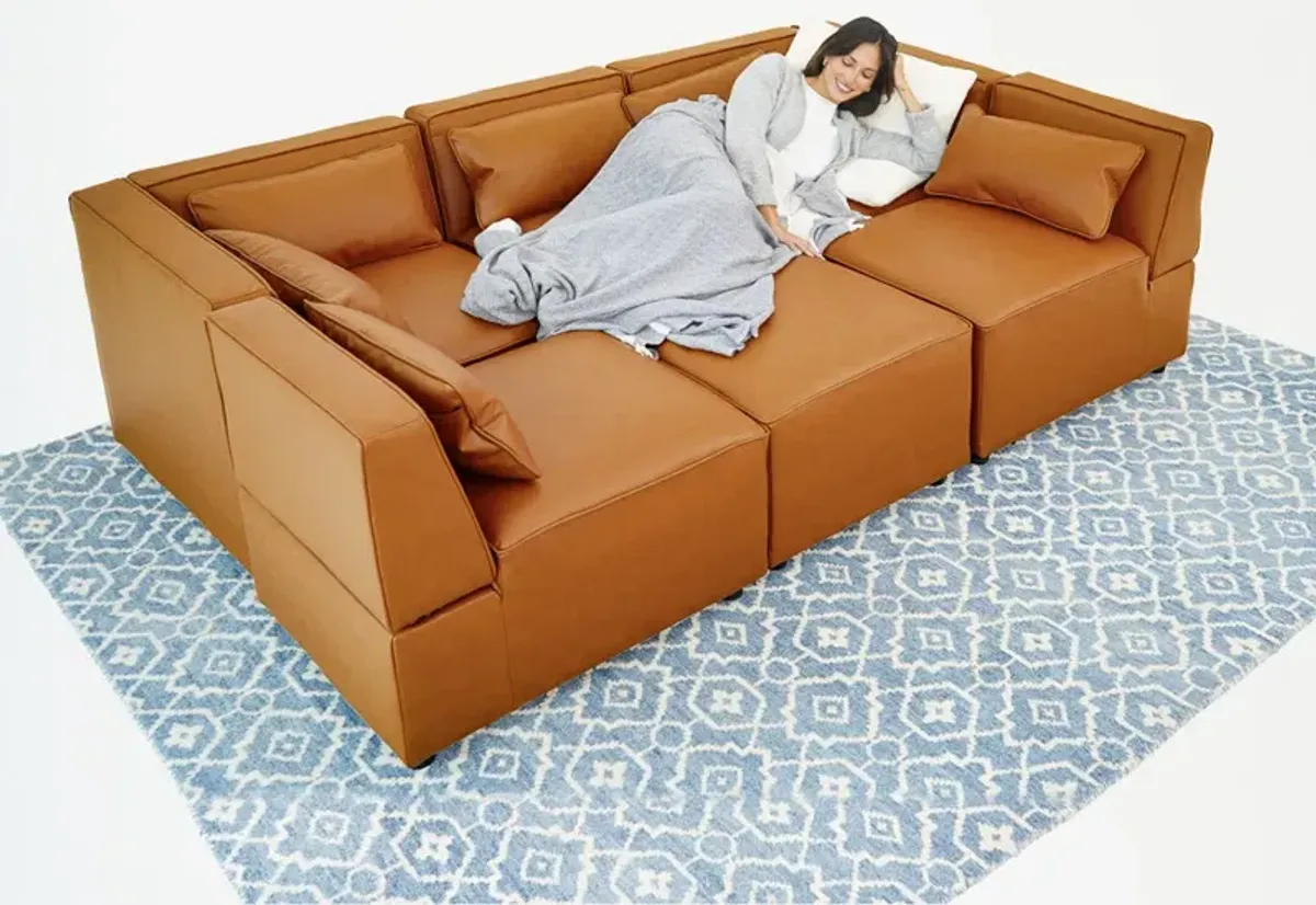 Floyd Cognac Vegan Leather Modular Sofa