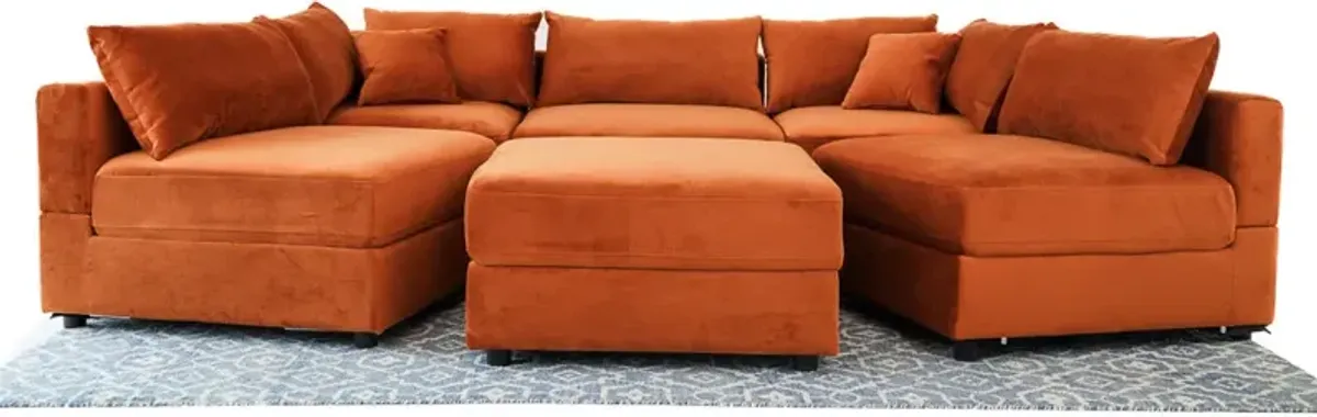 Eliot Burnt Orange Velvet Modular Sofa