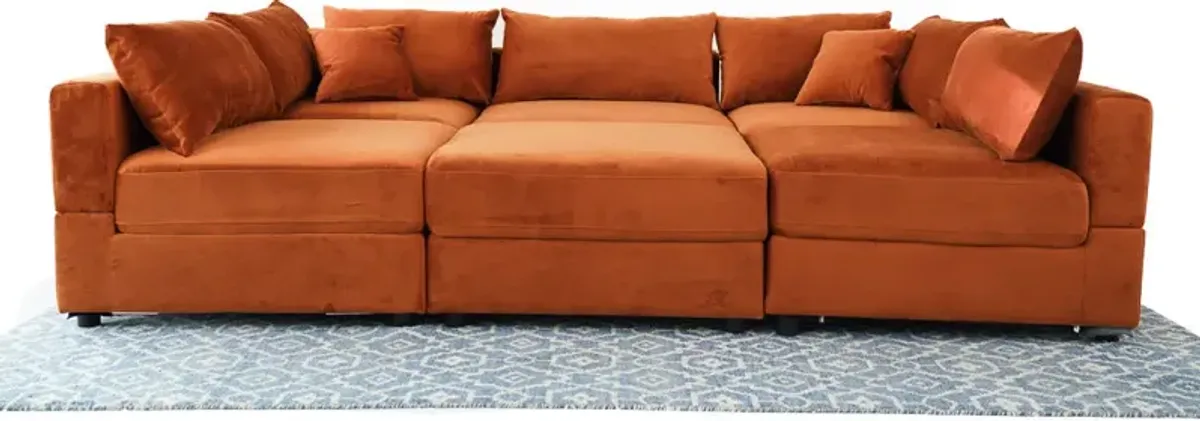 Eliot Burnt Orange Velvet Modular Sofa