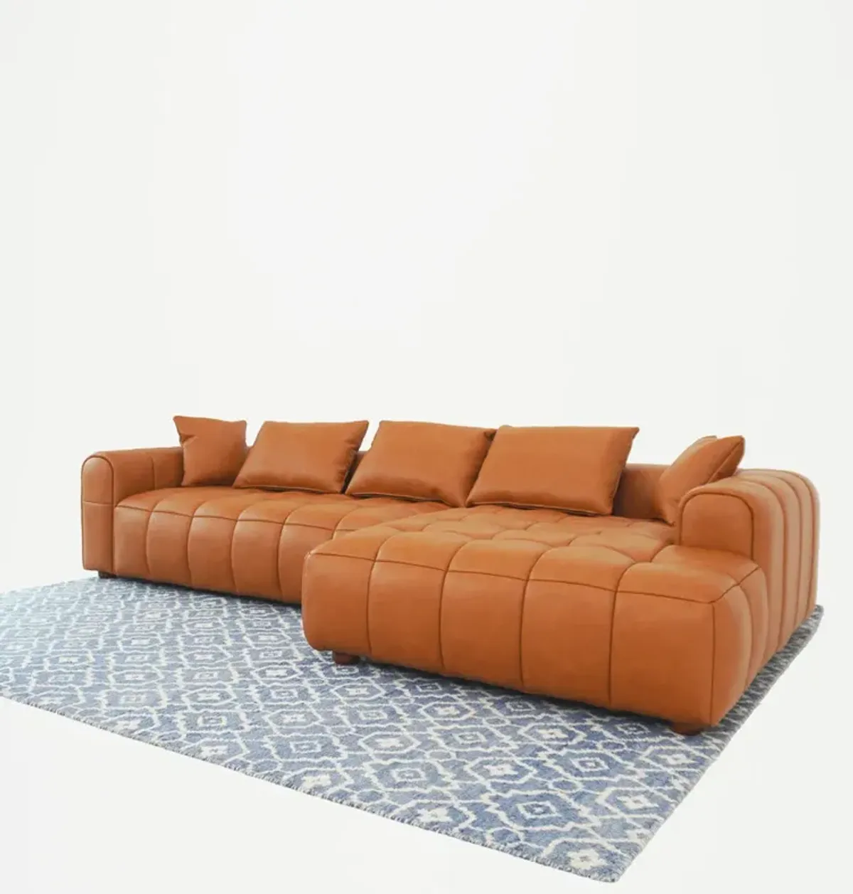 Luca Sectional Right - Cognac Leather