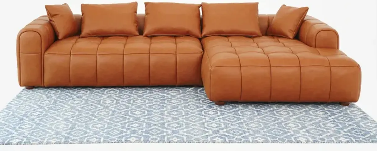 Luca Sectional Right - Cognac Leather