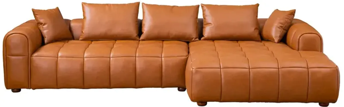 Luca Sectional Right - Cognac Leather