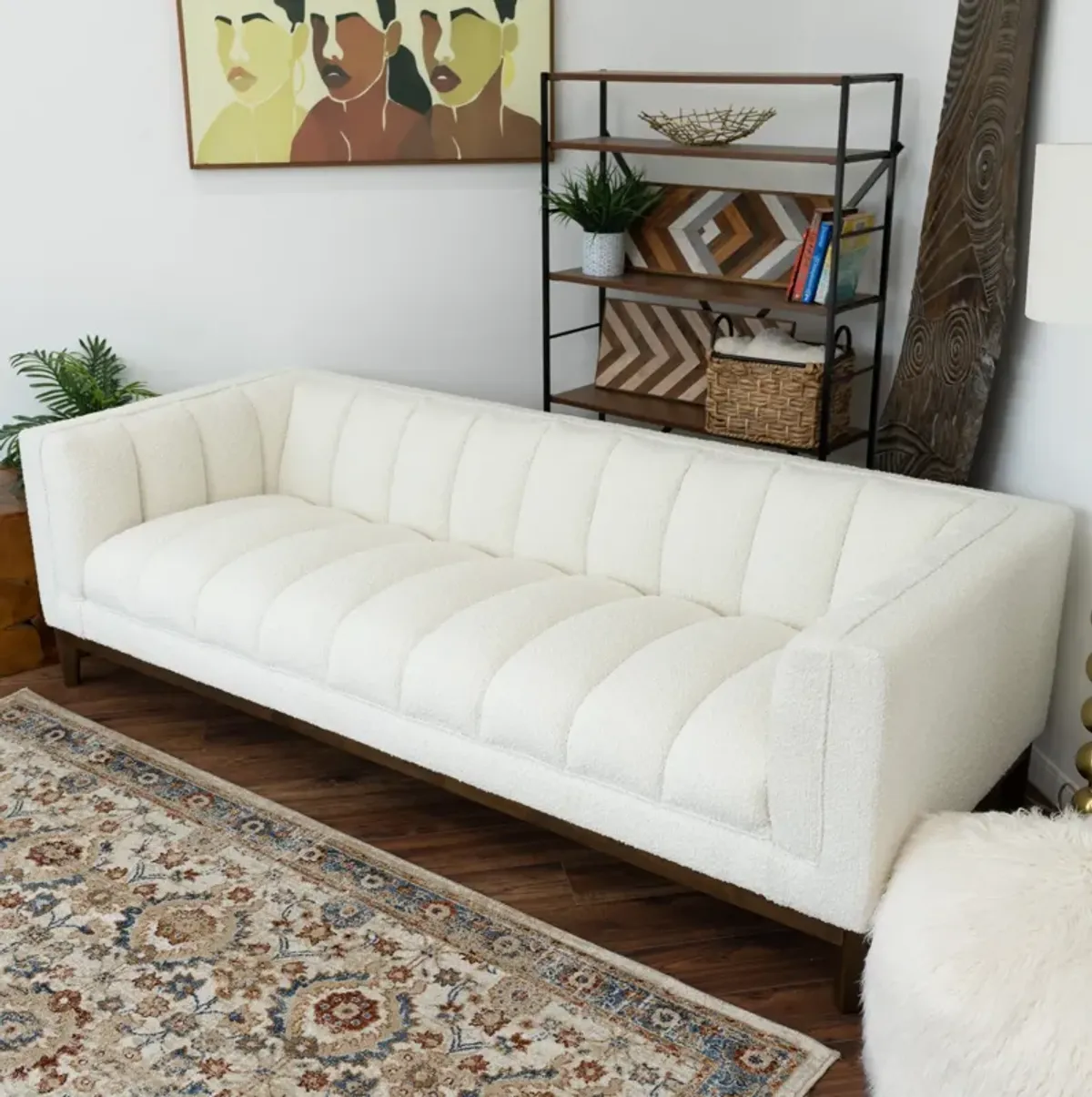 Jersey White Boucle Sofa