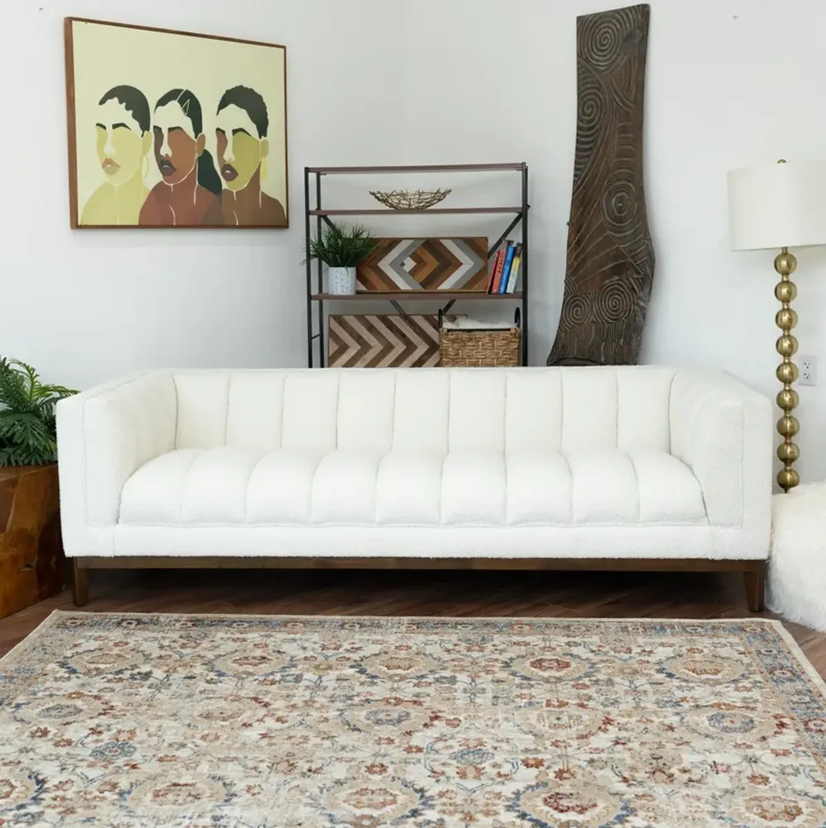 Jersey White Boucle Sofa