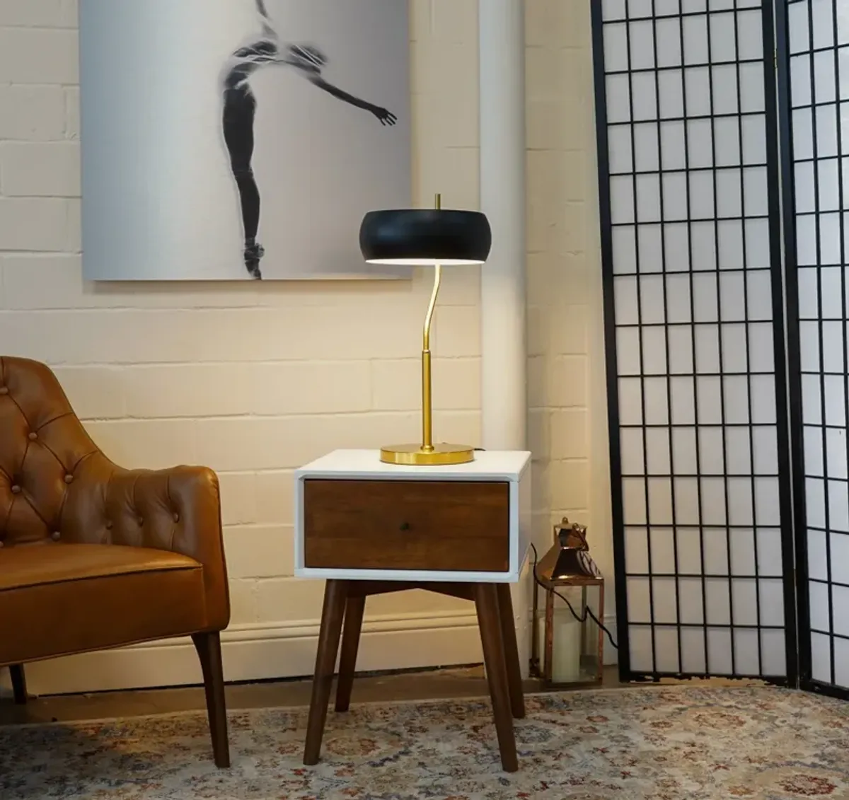 Obscura Table Lamp - Black Outer - White Inner