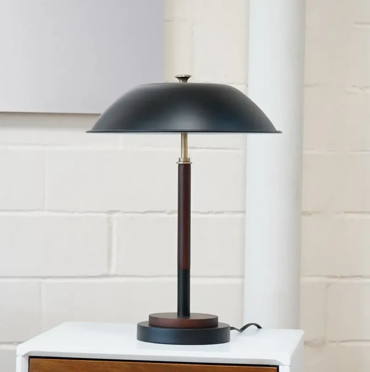 Sirius Black Umbrella Shaped Table Lamp - Walnut - Bronze