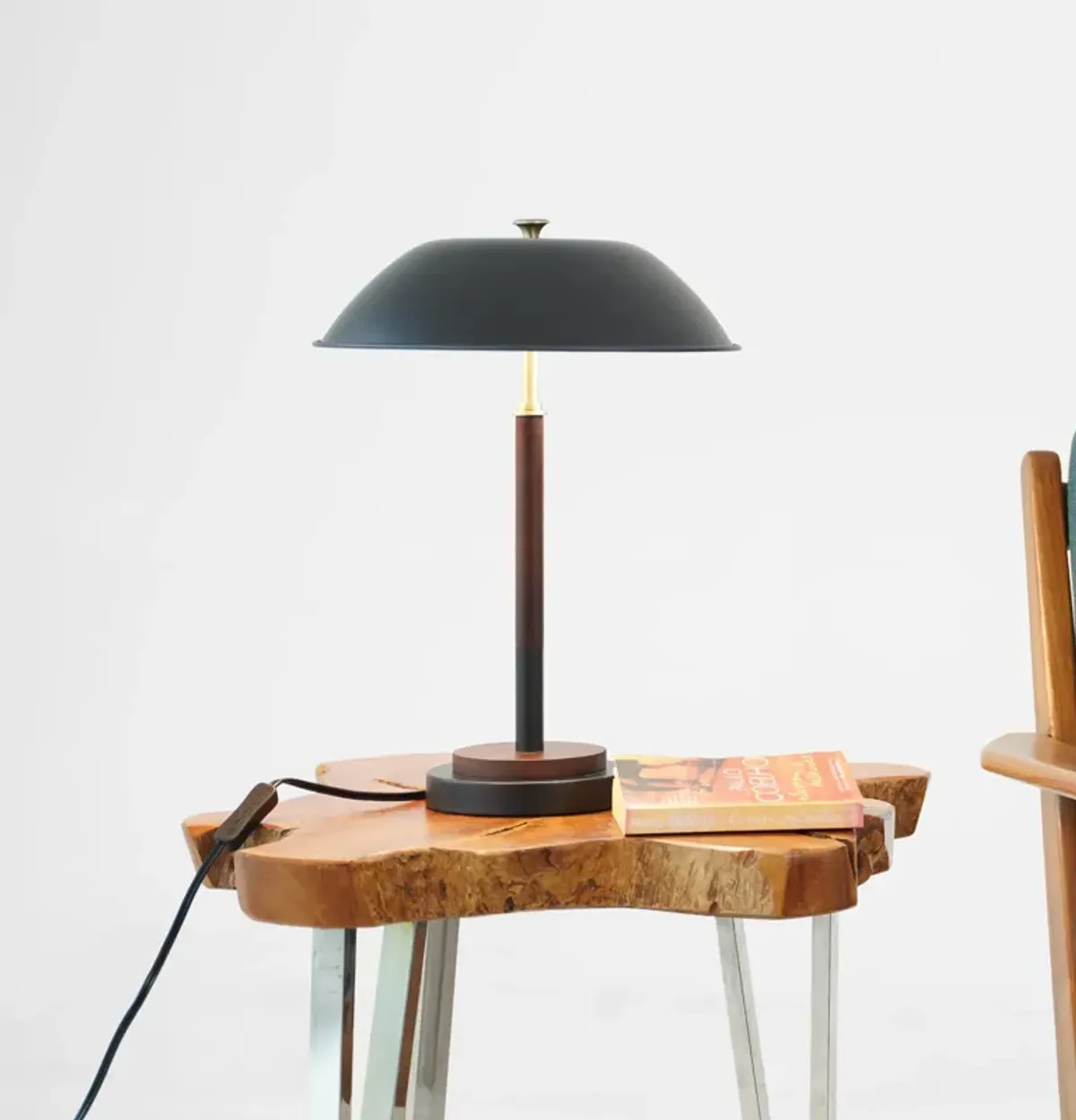 Sirius Black Umbrella Shaped Table Lamp - Walnut - Bronze