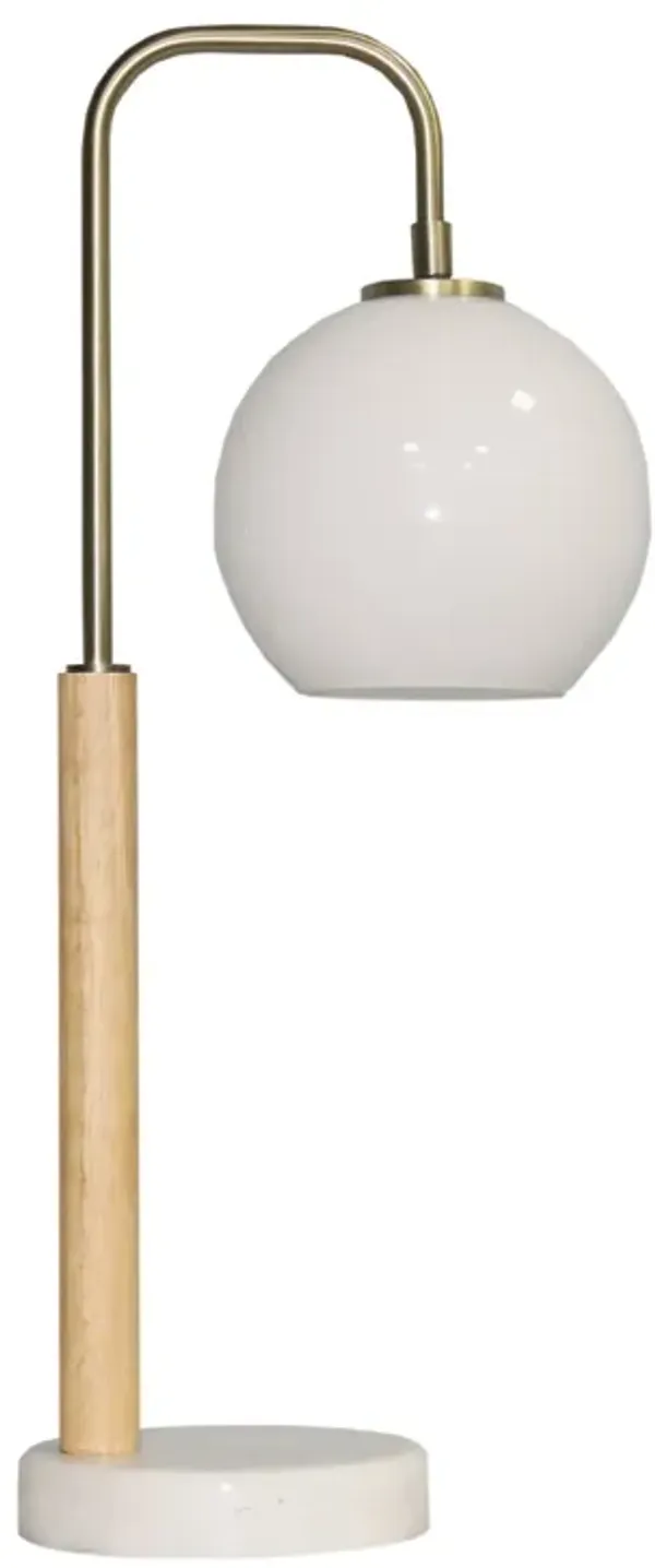 Dione White Globe Lampshade Table Lamp with Marble Base