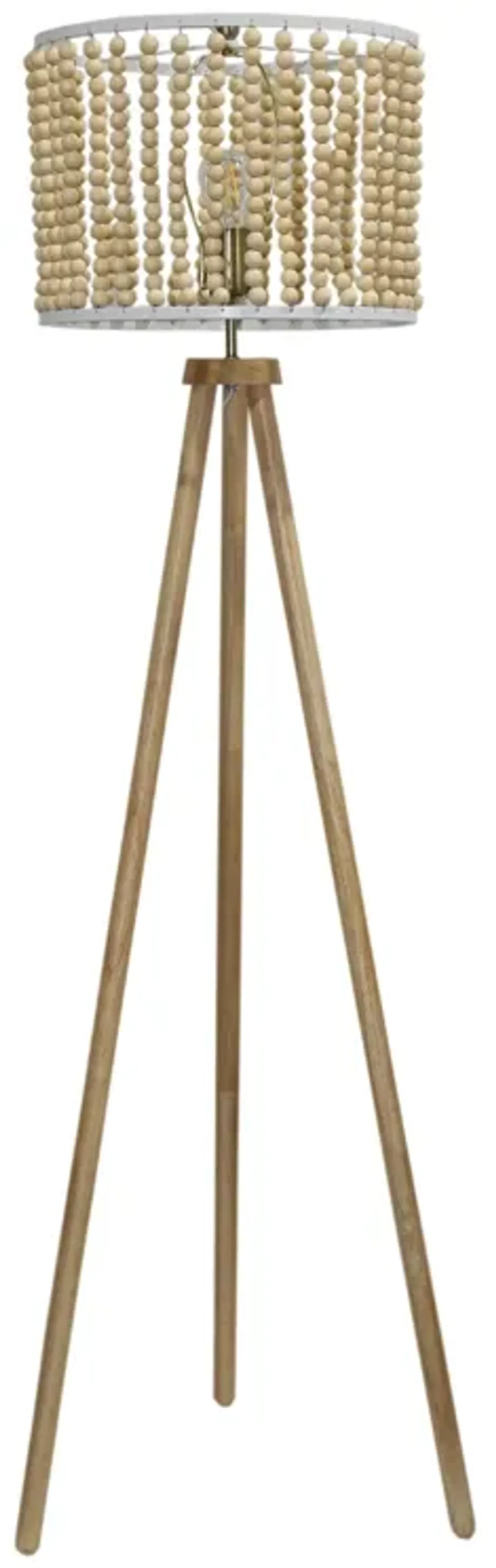 Halo Beaded Three Legged Floor Lamp - Natural