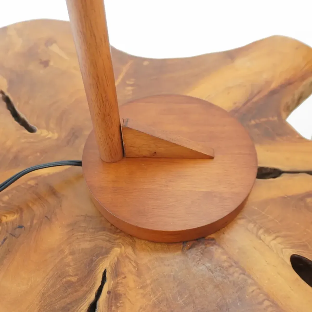 Celestia Table Lamp, Brown Solid Wood Base with Elegant Cone Polyester Shade